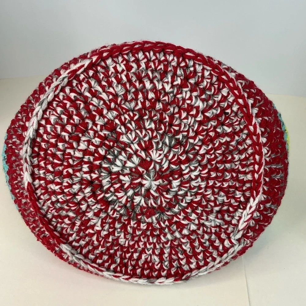 Handcrafted Multicolor Crochet Scrap Woven Tote Bag Basket Storage Handmade Knit
